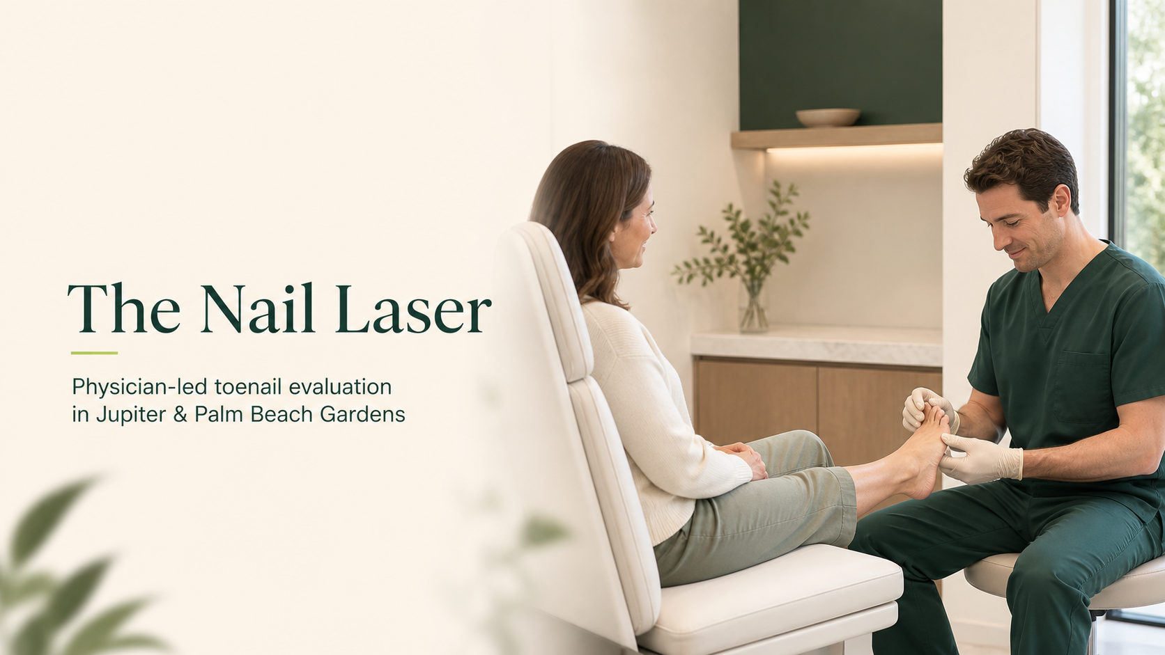 A physician evaluating a patient's toenails at The Nail Laser